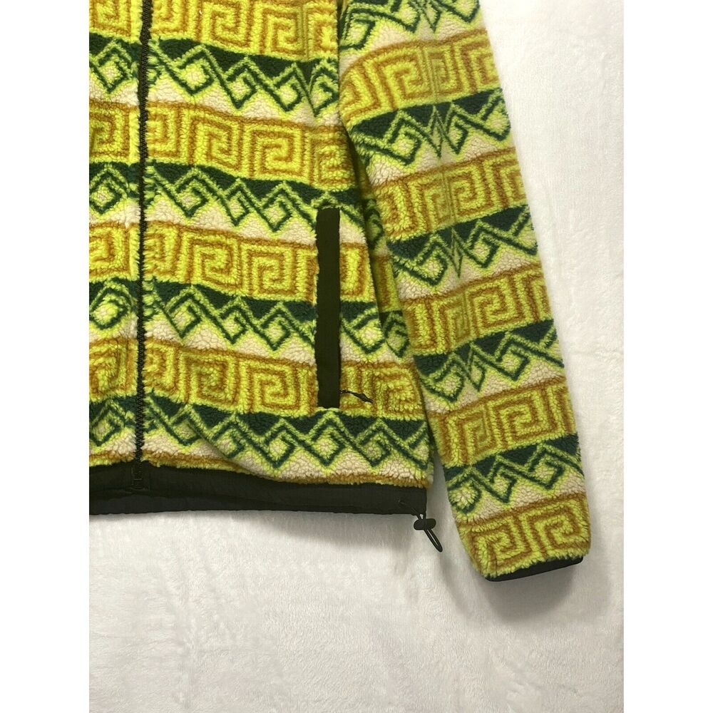 American Eagle Medium Jacket Sherpa Fleece Southwest Print Green Yellow Unisex - Picture 6 of 11